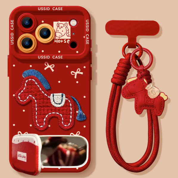 新年波点小马适用苹果17手机壳iphone16pro保护套红色华为mate80/p80/nova15/小米17pro/reno15/x300/荣耀500